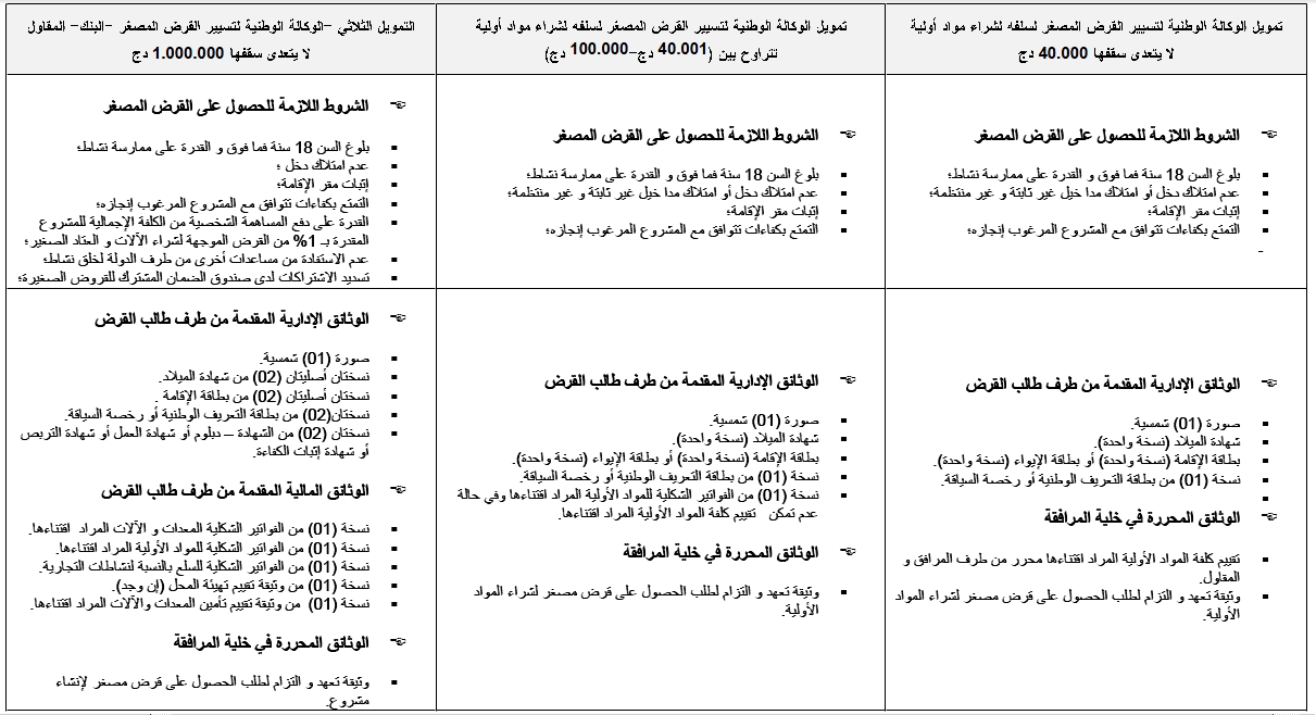 قروض ANGEM بدون فائدة من 10 إلى 100 مليون