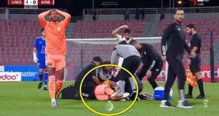المهاجم الجزائري 'أندي ديلور' يتعرض لسقوط مفاجئ في نهائي كأس قطر