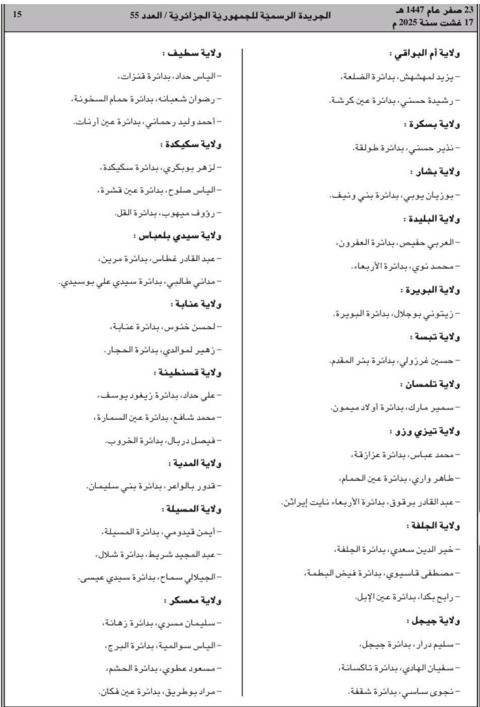 الرئيس تبون يجري حركة واسعة في سلك رؤساء الدوائر تشمل عدة ولايات