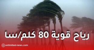 تحذير من رياح قوية تصل إلى 80 كلم/سا على عدة ولايات بالجزائر