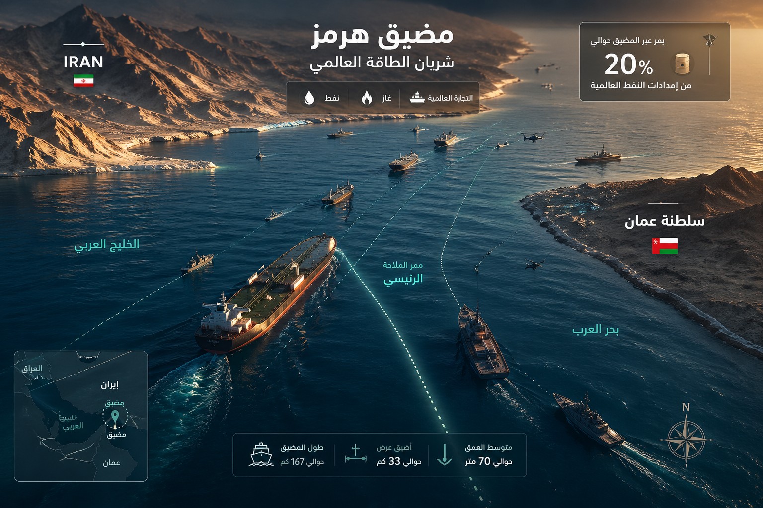 مضيق هرمز… عندما تصبح السفن رهائن الجغرافيا وإقتصاد عالمي تزعزعه فوضى بحرية – مقال محمد سبع